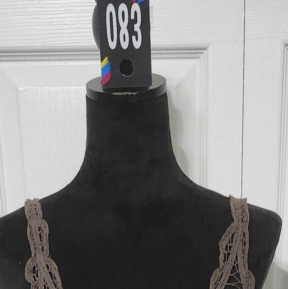 #83 - Free People - Brown Crochet Lace Cover Tank Dress